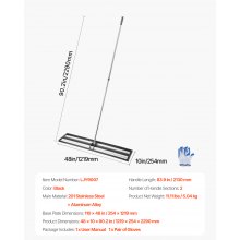 VEVOR Rasenrakel, 254x1219 mm Rasennivellierer mit 213 cm verstellbarem Griff, Levelingrake, robuster Gartennivellierrechen, müheloses Rasennivellierungswerkzeug für den Garten und Golfplätze