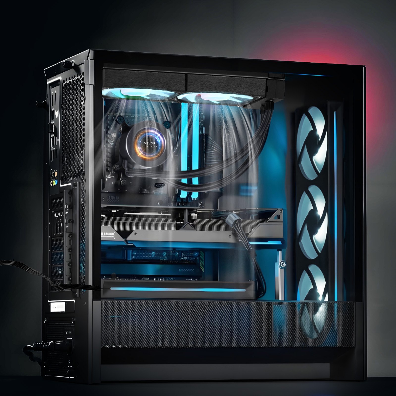 VEVOR CPU-Flüssigkeitskühler, AIO-CPU-Wasserkühler – 120-mm-PWN-Lüfter & -Pumpe, PC-Wasserkühlung mit 5,3 cm LCD-Display & ARGB-Licht, für Intel 115X/1366/2011/1700/1200, AMD AM4/AM5