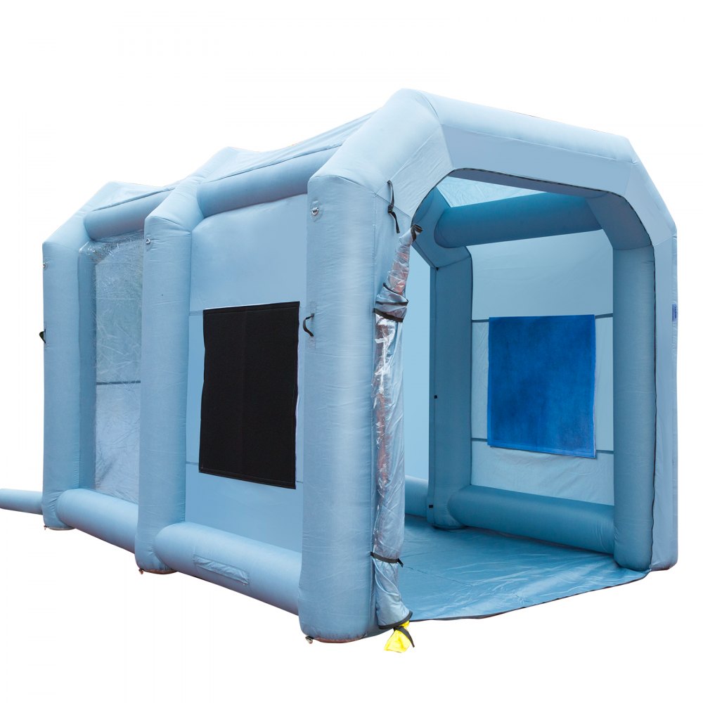 VEVOR Farbkabine DIY Sprühmalerei Sprühfarbe Schutzzelt 950 W, Blau 4 x 2,2 x 2,35 m Lackierzelt 210D Oxford-Gewebe Sprühfarbe Zelt Tragbare Sprühfarbe Farbstand DIY-Sprühmalerei