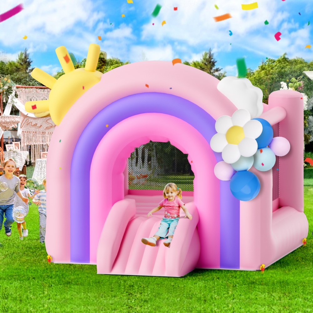 VEVOR Aufblasbares Hüpfburg, Indoor-/Outdoor-Spielhaus-Trampolin, Hüpfburg für Kinder mit Gebläse, Rutsche, Aufbewahrungstasche, 280 x 230 x 230 cm Hüpfburg für den Garten der Familie