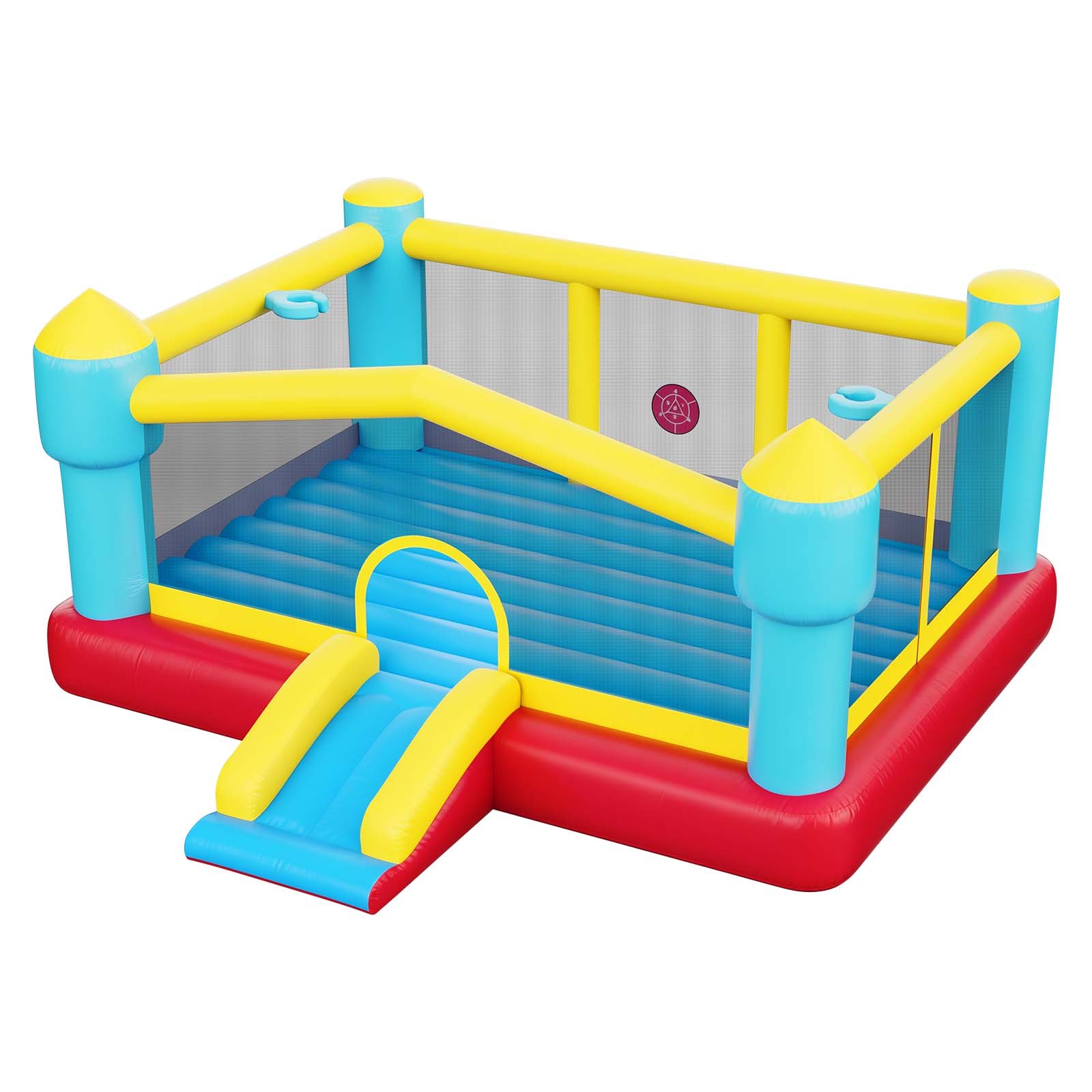 VEVOR Aufblasbare Hüpfburg (448 x 420 x 207 cm) für Kinder mit Rutsche & Basketballkorb & Zielspiel & Hüpfbereich, Bietet Platz für 3-4 Kinder (im Alter von 3-8 Jahren) Outdoor Indoor Party