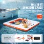 VEVOR Aufblasbares Schwimmdock 3,04x3,04m aufblasbare Dockplattform mit 1,21x2,13m Trampolinnetzpool Schwimmplattform mit tragbarer Tasche und abnehmbarer Leiter zum Entspannen am Pool