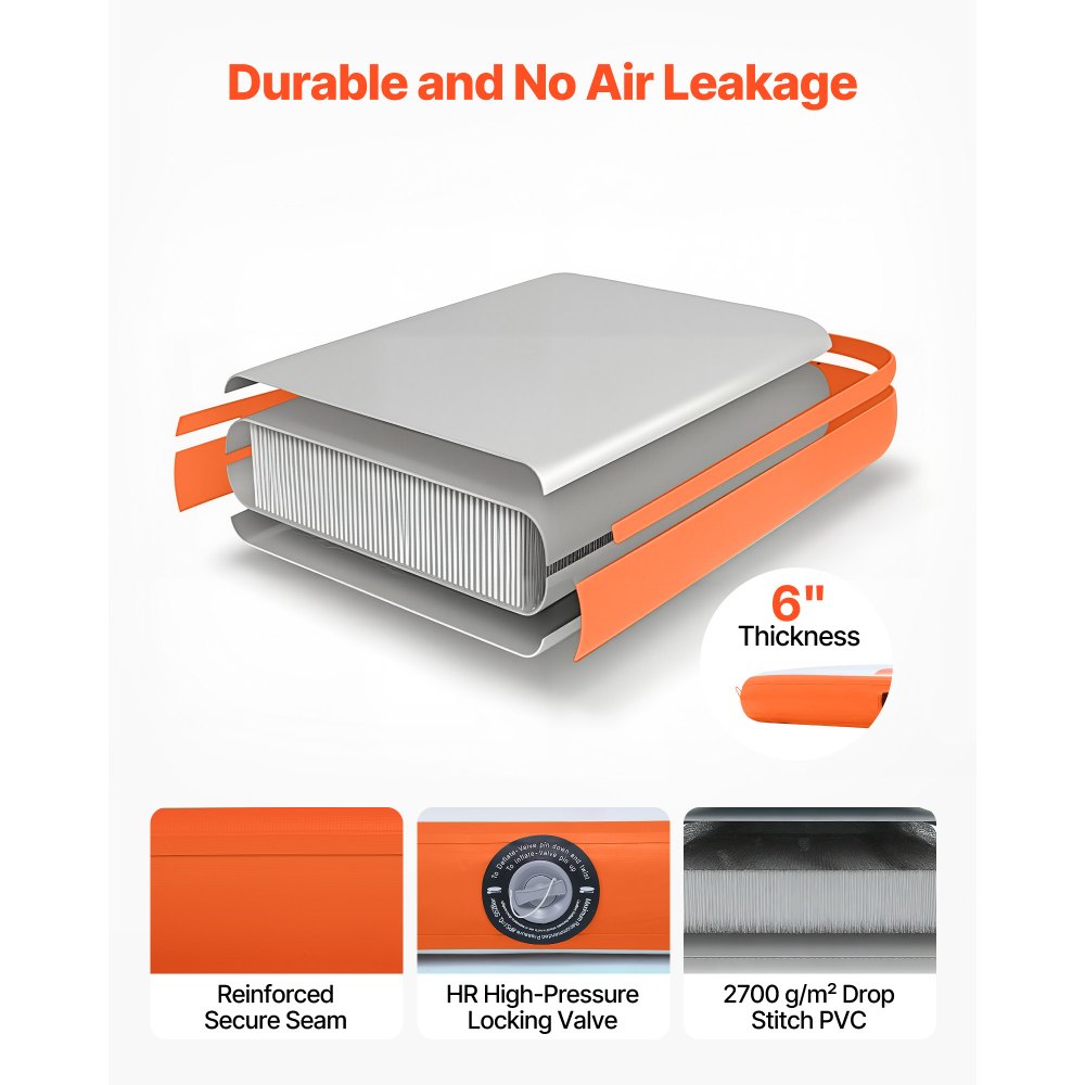 VEVOR Aufblasbares Schwimmdock, φ3,05 m, Schwimmplattform mit Rutschfester Oberfläche, Tragetasche & Abnehmbarer Leiter, Schwimmende Insel, Wasserplattform für Pool, Strand & Meer, Orange