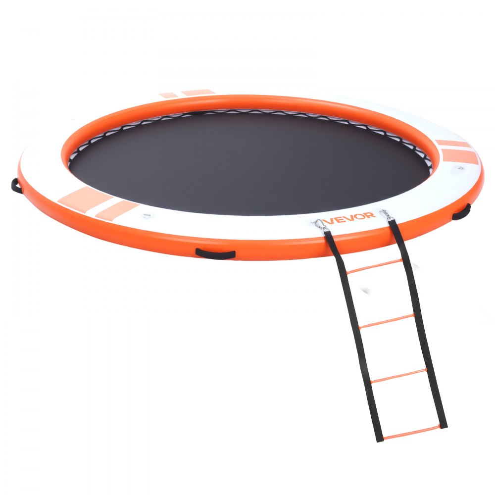 VEVOR Aufblasbares Schwimmdock, φ3,05 m, Schwimmplattform mit Rutschfester Oberfläche, Tragetasche & Abnehmbarer Leiter, Schwimmende Insel, Wasserplattform für Pool, Strand & Meer, Orange