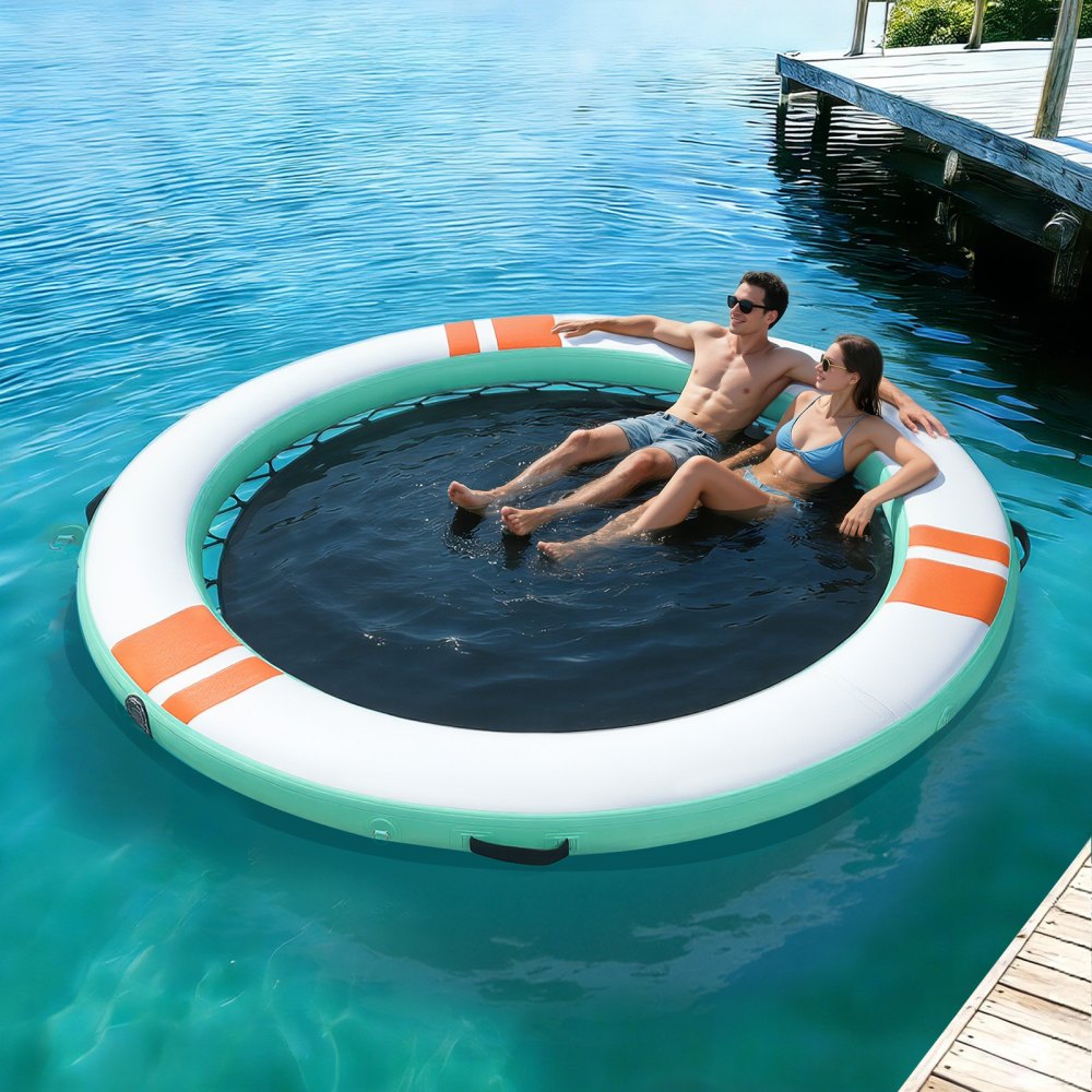 VEVOR Aufblasbares Schwimmdock, φ3,66 m, Schwimmplattform mit Rutschfester Oberfläche, Tragetasche & Abnehmbarer Leiter, Schwimmende Insel, Wasserplattform für Pool, Strand & Meer, Rund