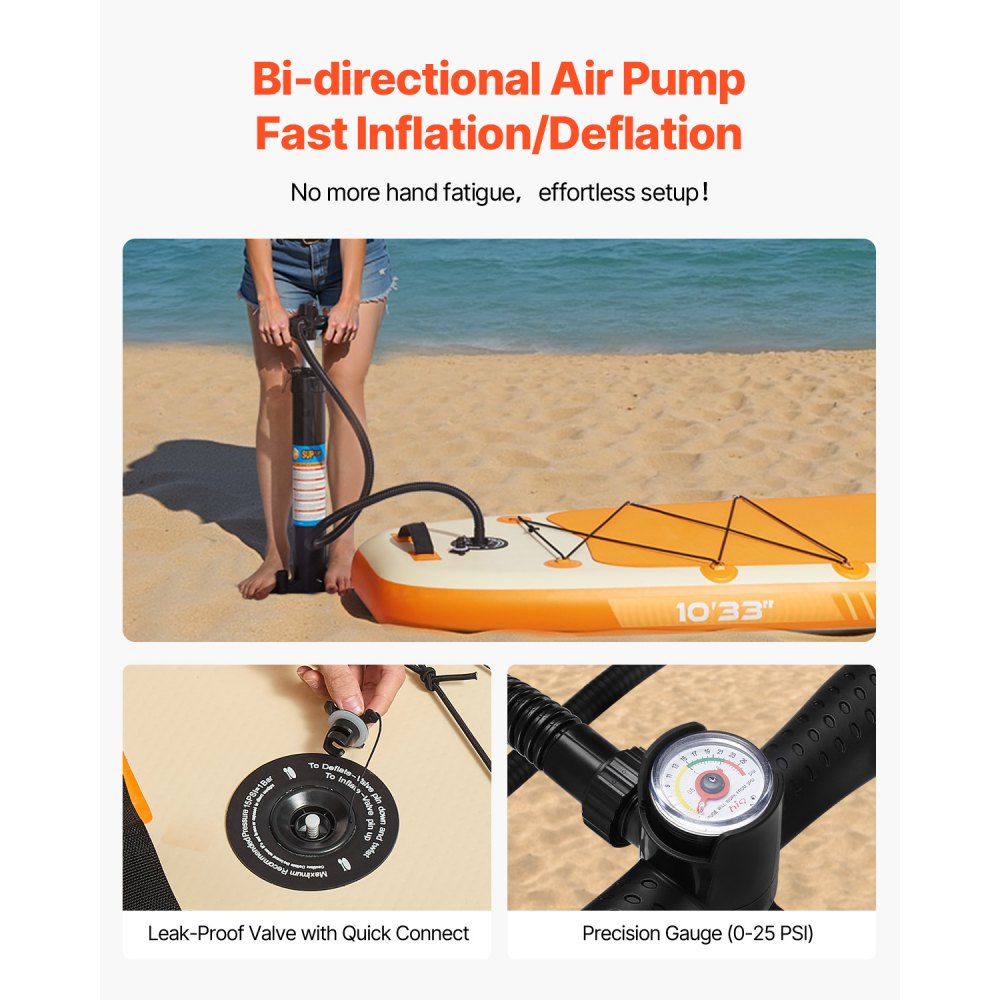 VEVOR aufblasbares Stand Up Paddle Board (304,8 x 83,8 x 15,2 cm) Paddleboard mit einem Sitz, Komplettset inkl. Pumpe Paddel Finne Rucksack Knöchelleine Gurt, für Jugendliche und Erwachsene