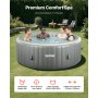 VEVOR Aufblasbare Badewanne für 2 bis 4 Personen (180 x 66 cm), rund & tragbar, mit 110 wohltuenden Düsen & Filter & Abdeckung & Matte & multifunktionalem Bedienfeld, PVC-Spa Pool Outdoor, grau