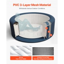 VEVOR Aufblasbare Badewanne für 2 bis 4 Personen (180 x 66 cm), rund & tragbar, mit 110 wohltuenden Düsen & Filter & Abdeckung & Matte & multifunktionalem Bedienfeld, PVC-Spa Pool Outdoor, grau