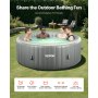 VEVOR aufblasbare Badewanne für 4 bis 6 Personen (208 x 66 cm), rund & tragbar, mit 130 wohltuenden Düsen & Kopfstütze & LED-Licht & Abdeckung & multifunktionalem Bedienfeld, PVC Spa-Pool Outdoor