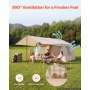 VEVOR Aufblasbares Zelt Luftzelt 3-5 Personen mit Pumpe & Sonnendach Beige, für Outdoor-Aktivität Wasserabweisendes 420D Oxford-Gewebe mit Dachfenster Ofenrohrdurchführung & Netzfenster Windstabil