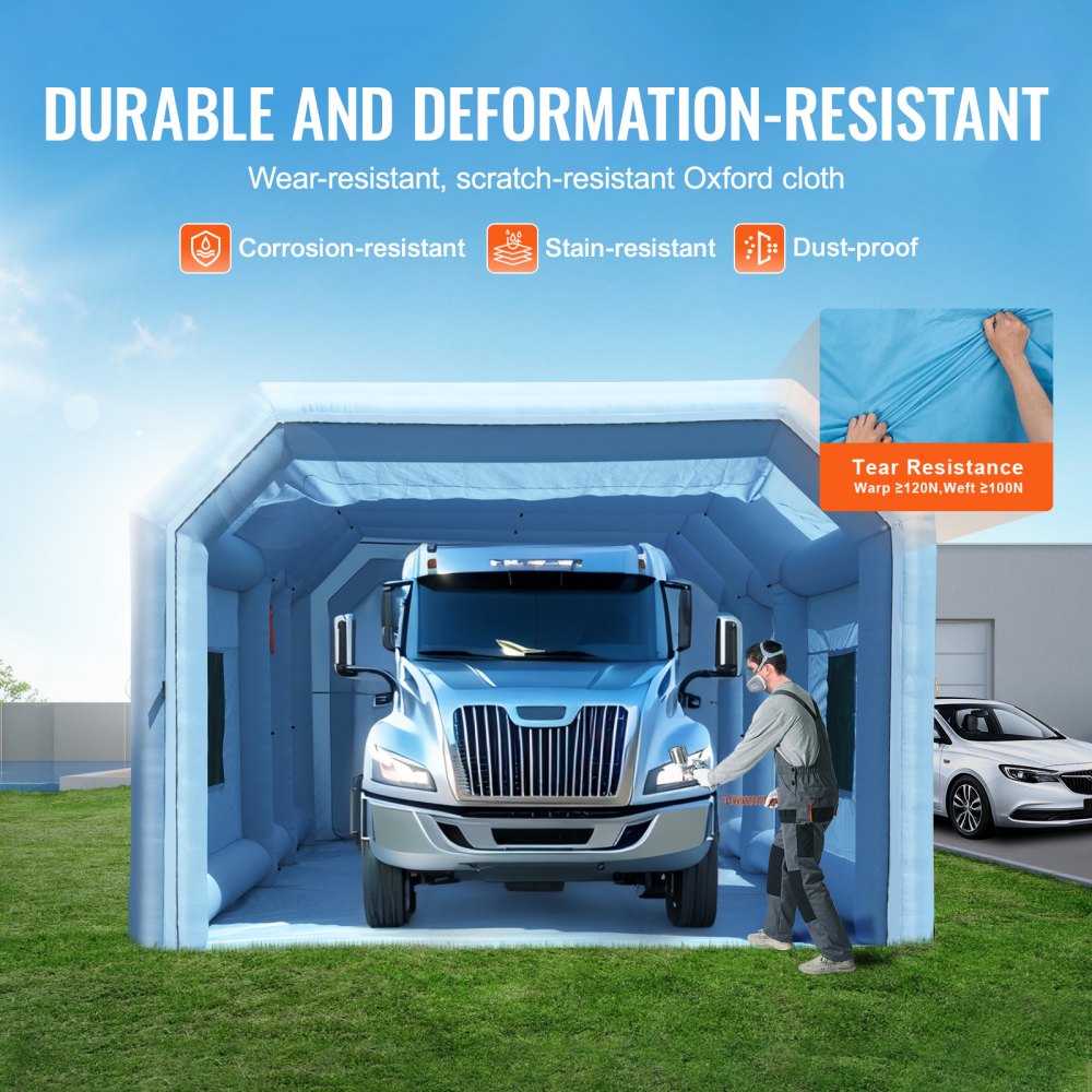 VEVOR Aufblasbare Lackierkabine, 9 x 4,8 x 3,6 m, Aufblasbare Spritzkabine, mit 950 W + 750 W leistungsstarken Gebläsen & Luftfiltersystem, Tragbare Auto-Lackierkabine für Große Lkw