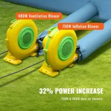 VEVOR Tragbares Aufblasbares Farbzelt für Sprühmalerei 480 + 750 W, 5 x 2,2 x 2,1 m Sprühschutz Farbkabine für DIY-Projekte, Hobby-Farbautomaten-Werkzeug, Blau 210D Oxford-Gewebe Auto Lackierkabine