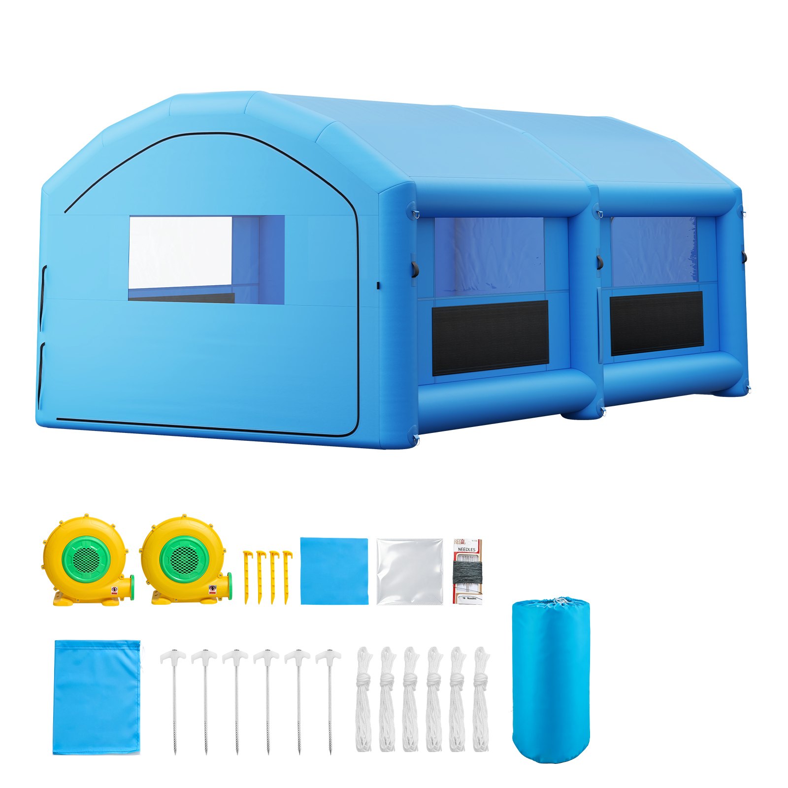 VEVOR Aufblasbare Lackierkabine 8x4,5x3 m Spritzkabine Lackierzelt Blau, mit 750-W- & 950-W-Gebläsen Aktivkohlefiltration Gewölbtem Dach für Pickups & Kleine Schnellboote Tragbar