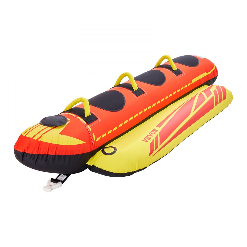 VEVOR Fun Tube Set, Aufblasbare Schleppboote für 1–3 Personen, 231 kg Wassersport-Schleppschlauch mit vollständiger Nylonhülle, gepolsterten Griffen und Geschwindigkeits-Sicherheitsventil