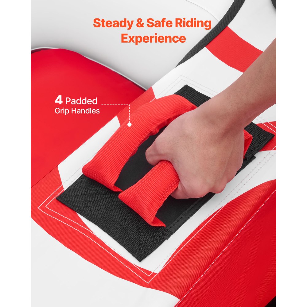 VEVOR Towable Tube für Boote, Wassersport-Schleppreifen für 2 Personen, bis 154 kg Tragfähigkeit, mit Kompletter Nylonabdeckung, Gepolsterten Griffen und Sicherheitsventil, für Seen und Flüsse, Rot