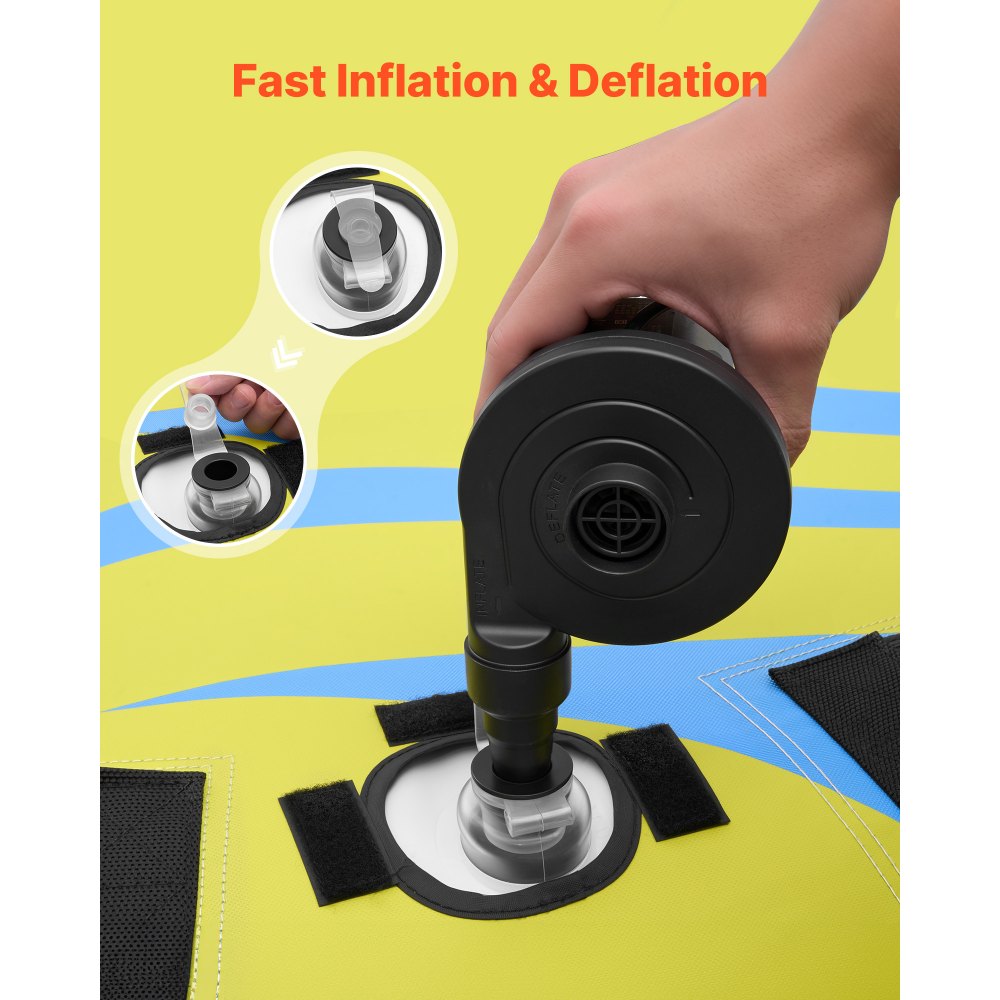 VEVOR Towable Tube für Boote, Wassersport-Schleppreifen für 4 Personen, bis 308 kg Tragfähigkeit, mit Flossen, Nylonhülle, Gepolsterten Griffen und Sicherheitsventil, für Seen, Flüsse und Meere, Blau