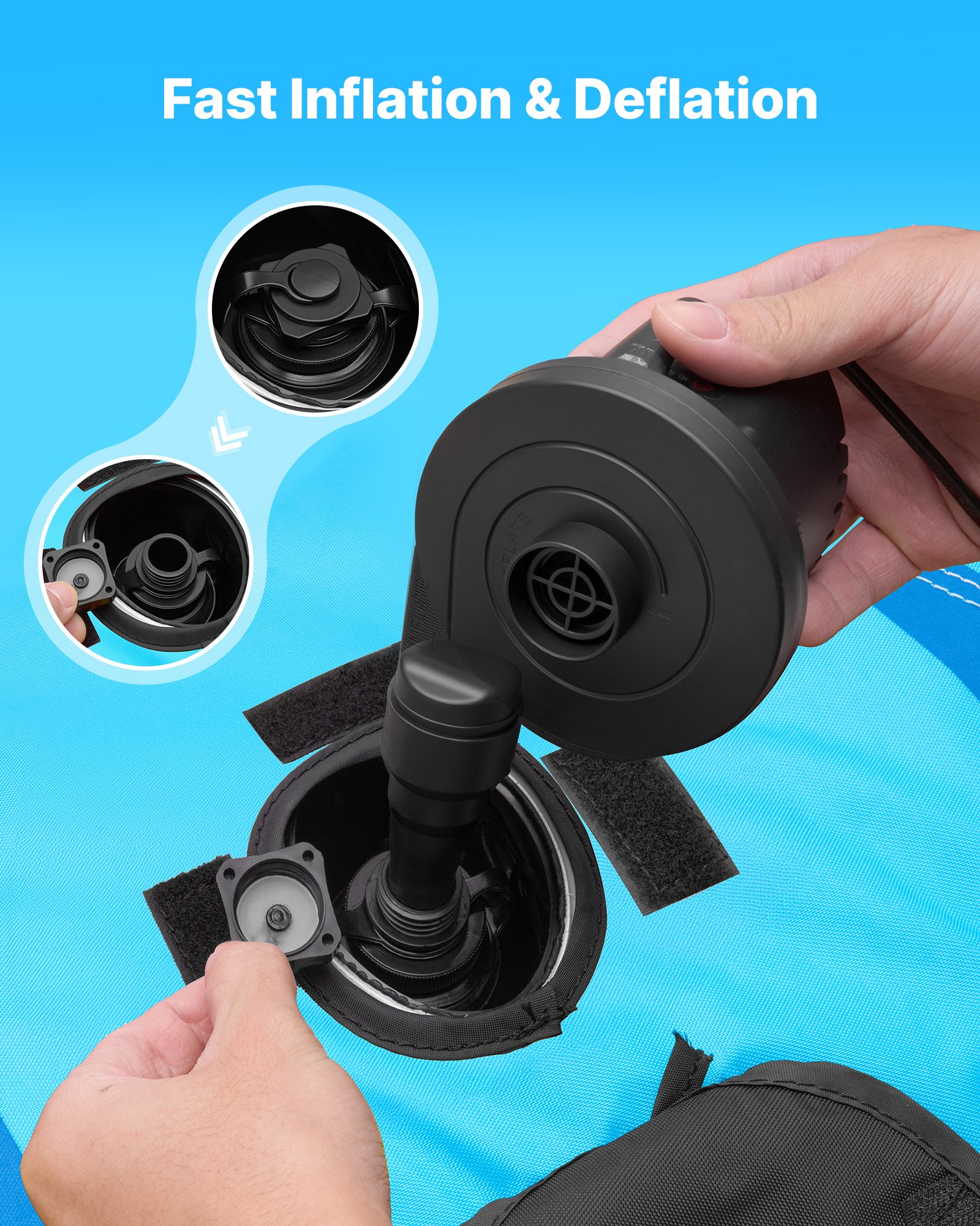 VEVOR Towable Tube für Boote, Wassersport-Schleppreifen für 3 Personen, bis 231 kg Tragfähigkeit, mit Antirutschpolstern, Nylonhülle, Gepolsterten Griffen und Sicherheitsventil, für Seen, Flüsse, Blau