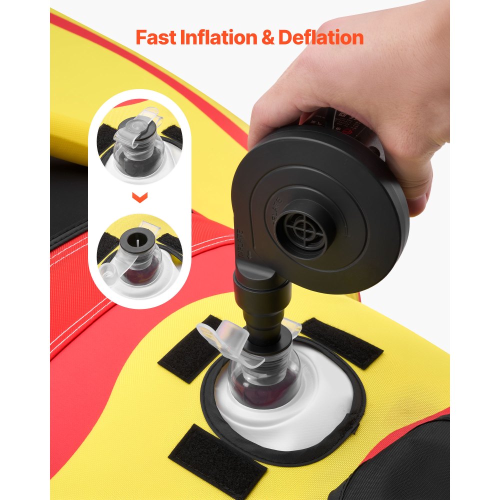 VEVOR Towable Funtube für 5 Personen, Aufblasbares Wasser Tube bis 385 kg Belastung, 5-Sitzer Schlauchboot mit Robustem Nylon-Überzug, Gepolsterten Haltegriffen & Sicherheitsventil, Wassersport-Spaß