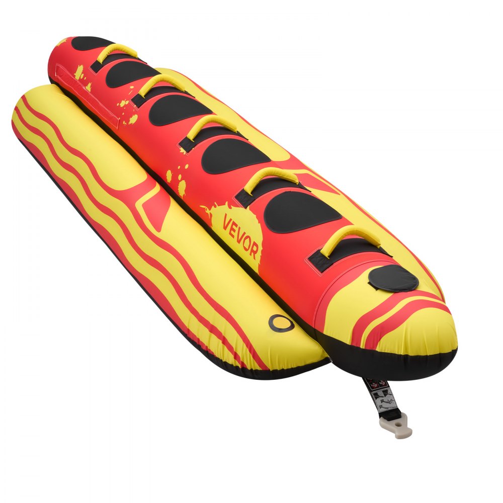 VEVOR Towable Funtube für 5 Personen, Aufblasbares Wasser Tube bis 385 kg Belastung, 5-Sitzer Schlauchboot mit Robustem Nylon-Überzug, Gepolsterten Haltegriffen & Sicherheitsventil, Wassersport-Spaß