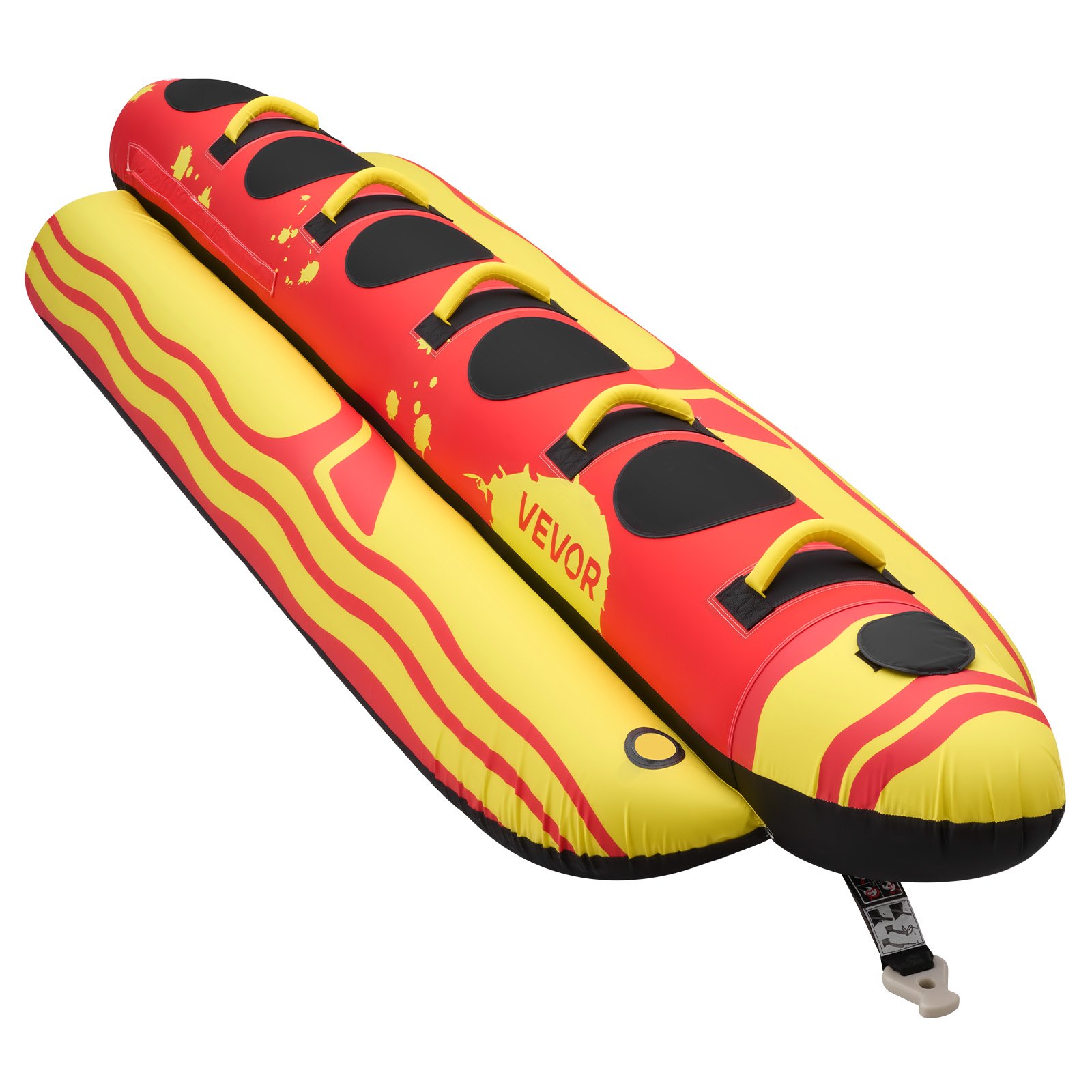 VEVOR Towable Funtube für 5 Personen, Aufblasbares Wasser Tube bis 385 kg Belastung, 5-Sitzer Schlauchboot mit Robustem Nylon-Überzug, Gepolsterten Haltegriffen & Sicherheitsventil, Wassersport-Spaß