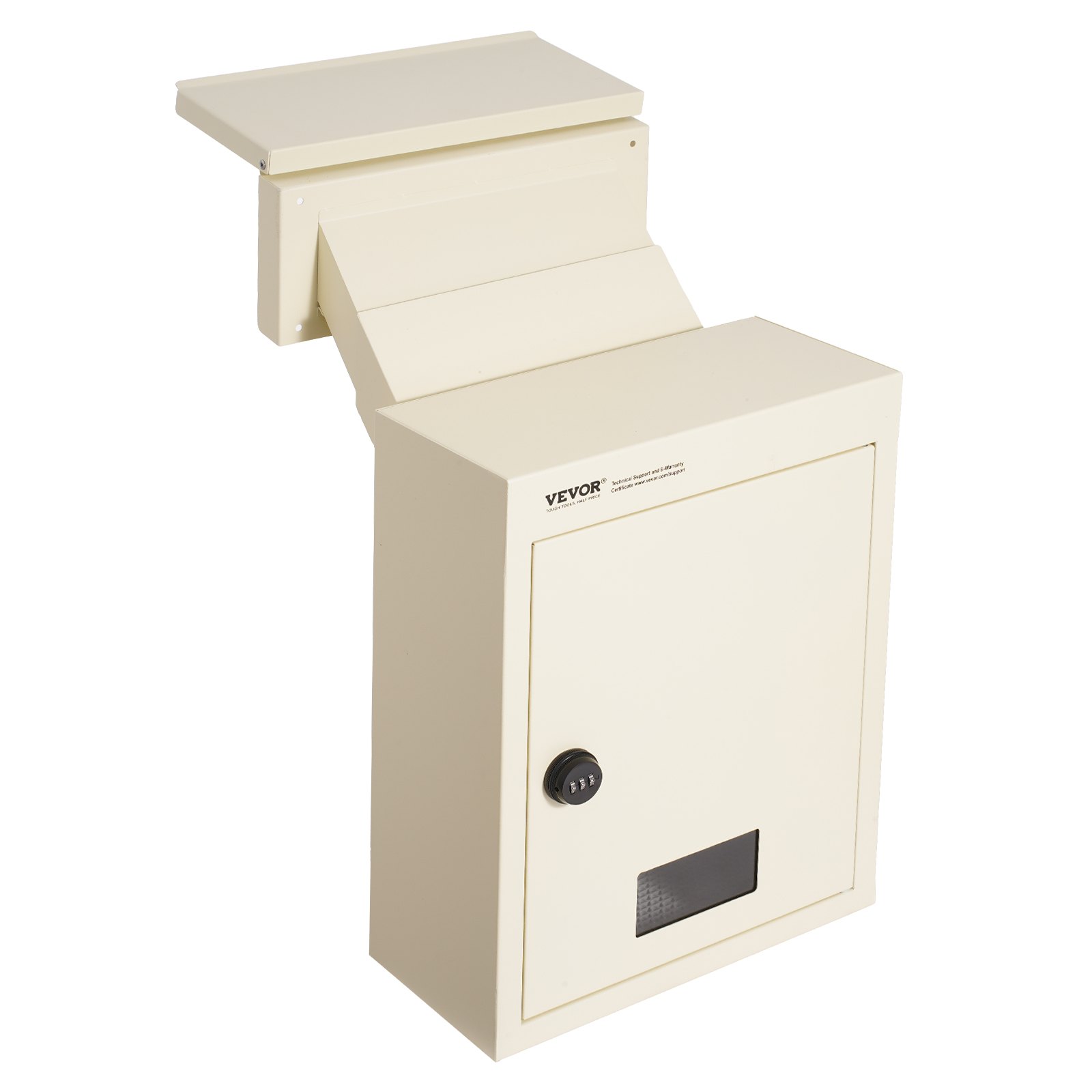 VEVOR Mauerdurchwurf Briefkasten, robuster Einbaubriefkasten aus Stahl für Wände mit einer Dicke von 70 bis 200 mm, Zahlenschloss, 320 x 158 x 430 mm Briefkasten, Beige