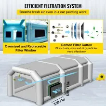VEVOR Aufblasbare Sprühkabine Zelt 6x3x2,5m Aufblasbare Lackierkabine Zelt 210D Oxford-Gewebe PVC Autozelt mit 2 abnehmbaren Türen Gebläse inkl. Ideal für Autolackierung und Reparatur von Motorrädern