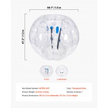 VEVOR Aufblasbarer Bump Ball Bumper Stoßball 1 Stk. 1,5 m x 1,2 m, Menschlicher Kollisionsball, PVC-Körperblasen-Bounce-Ball für Outdoor-Aktivitäten, Transparenter Aufblasbarer Bumper Ball