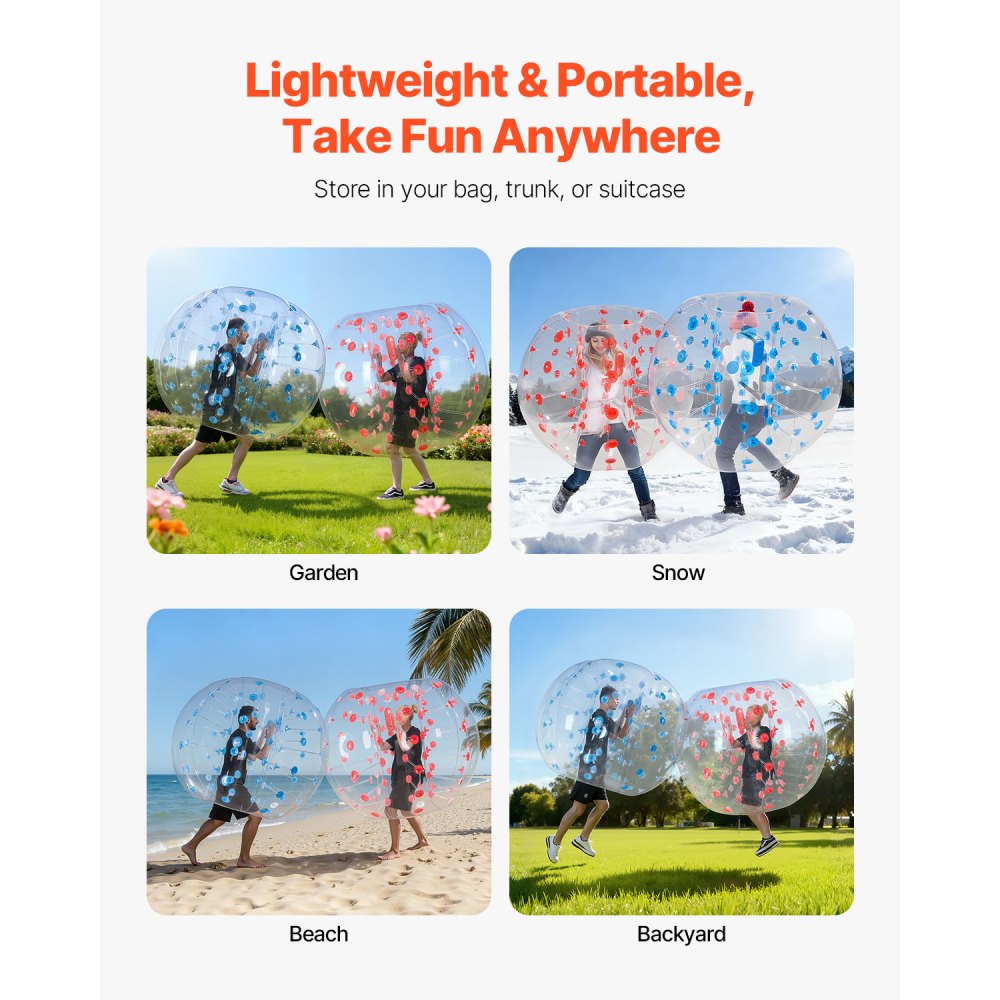 VEVOR 2 x 1,5m Bumper Ball Bubble Soccer Zorb Aufblasbarer Stoßball Blau + Rot