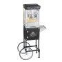 VEVOR Popcornmaschine Popcornautomat mit Kessel & Wagen, 800 W kommerzieller Popcornmaker, 48 Tassen pro Ladung, mit 2-Tasten-Bedienung, Glaswand, PC-Tür, 1 Portionierer, 3 Löffel, Schwarz