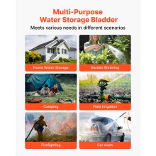 VEVOR Wasserblasen Aufbewahrungsbehälter, 1000L Wassertank, 1000D PVC verdickter Wasserbeutel, Wassersack zusammenklappbar, für Gartenbewässerung, Camping, Wohnmobile, Notfallgebrauch –Schwarz