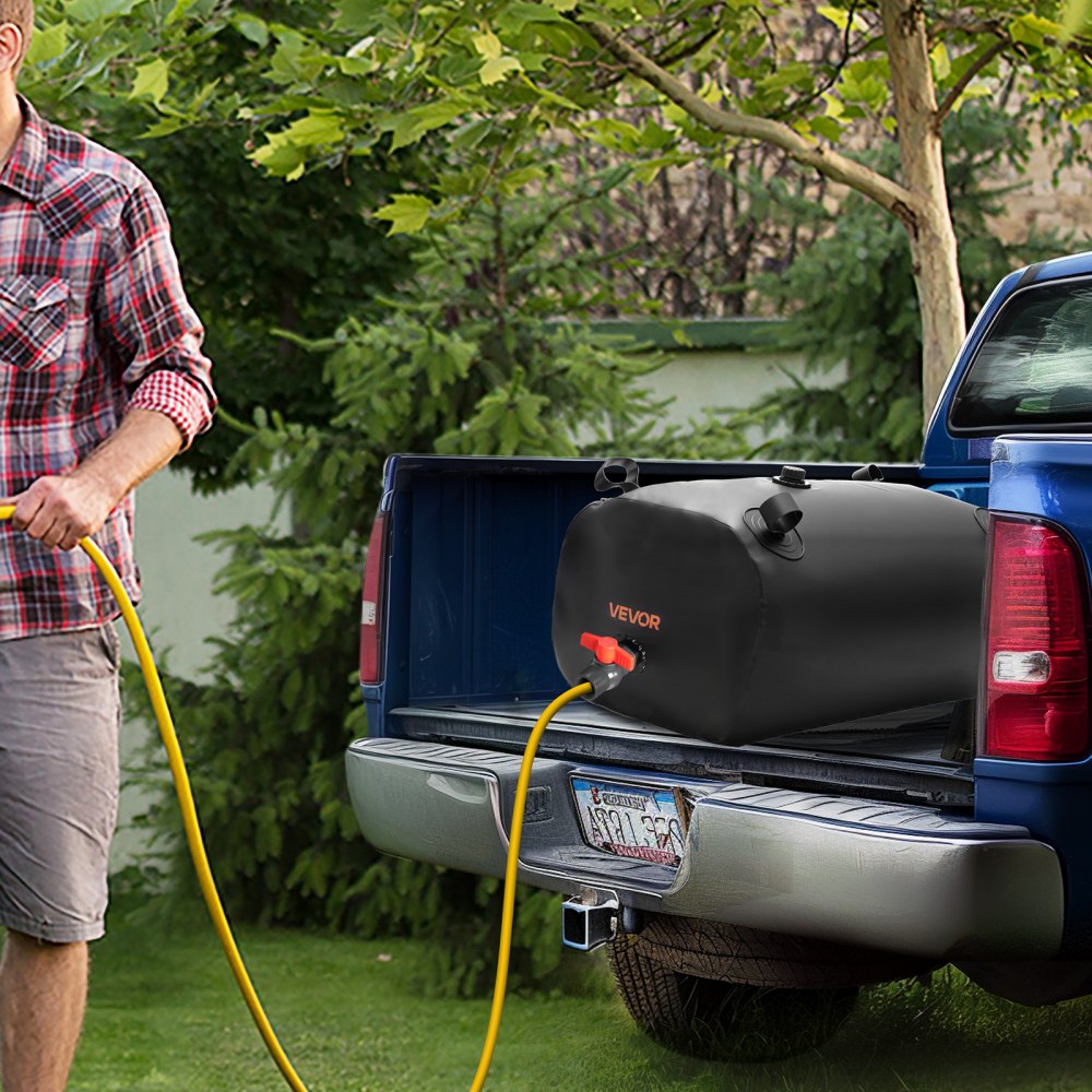 VEVOR Wasserblasen Aufbewahrungsbehälter, 113 L Wassertank, 1000D PVC verdickter Wasserbeutel, Wassersack zusammenklappbar, für Gartenbewässerung, Camping, Wohnmobile, Notfallgebrauch – Schwarz