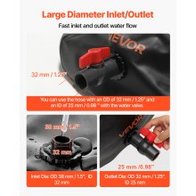 VEVOR Wasserblasen Aufbewahrungsbehälter, 113 L Wassertank, 1000D PVC verdickter Wasserbeutel, Wassersack zusammenklappbar, für Gartenbewässerung, Camping, Wohnmobile, Notfallgebrauch – Schwarz