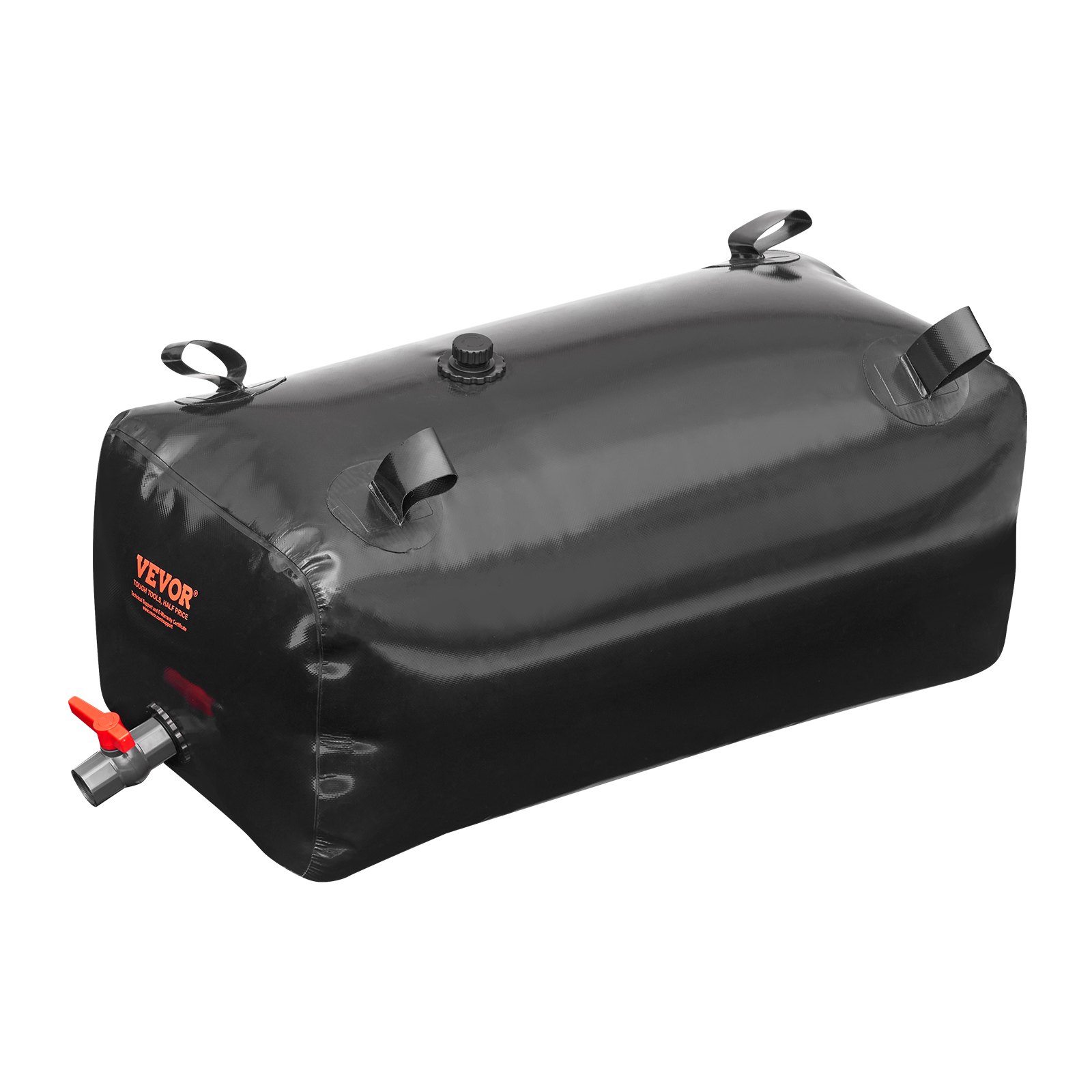 VEVOR 113 L/29.85 Gal Water Storage Bladder, Portable RV Water Tank, 1000D PVC, Collapsible Water Storage Container, Soft Water Bag, Water Bladder, Fire Protection, Camping, Emergency Water Use, Black