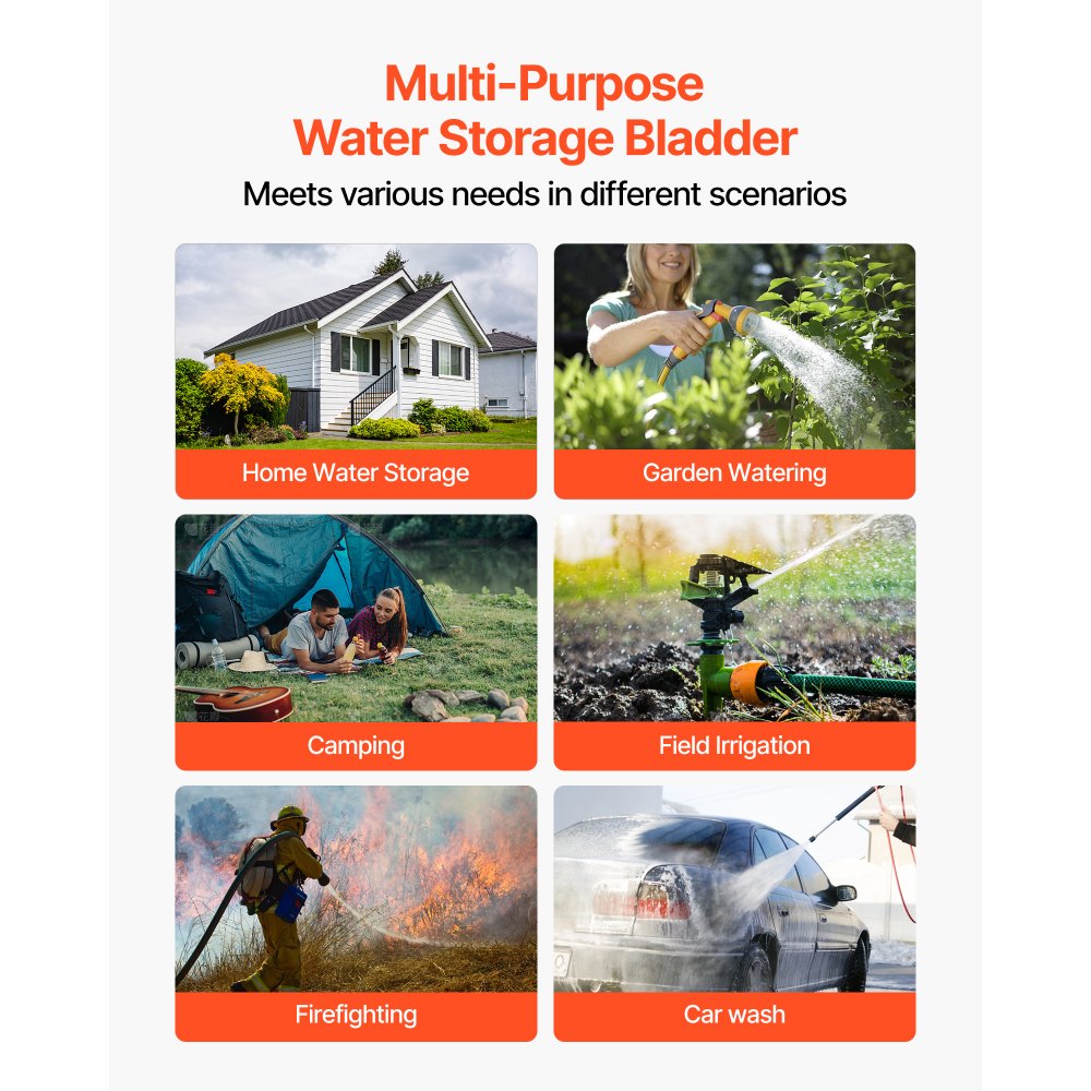 VEVOR Wasserblasen Aufbewahrungsbehälter, 240L Wassertank, 1000D PVC verdickter Wasserbeutel, Wassersack zusammenklappbar, für Gartenbewässerung, Camping, Wohnmobile, Notfallgebrauch –Schwarz