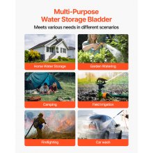 VEVOR Wasserblasen Aufbewahrungsbehälter, 240L Wassertank, 1000D PVC verdickter Wasserbeutel, Wassersack zusammenklappbar, für Gartenbewässerung, Camping, Wohnmobile, Notfallgebrauch –Schwarz