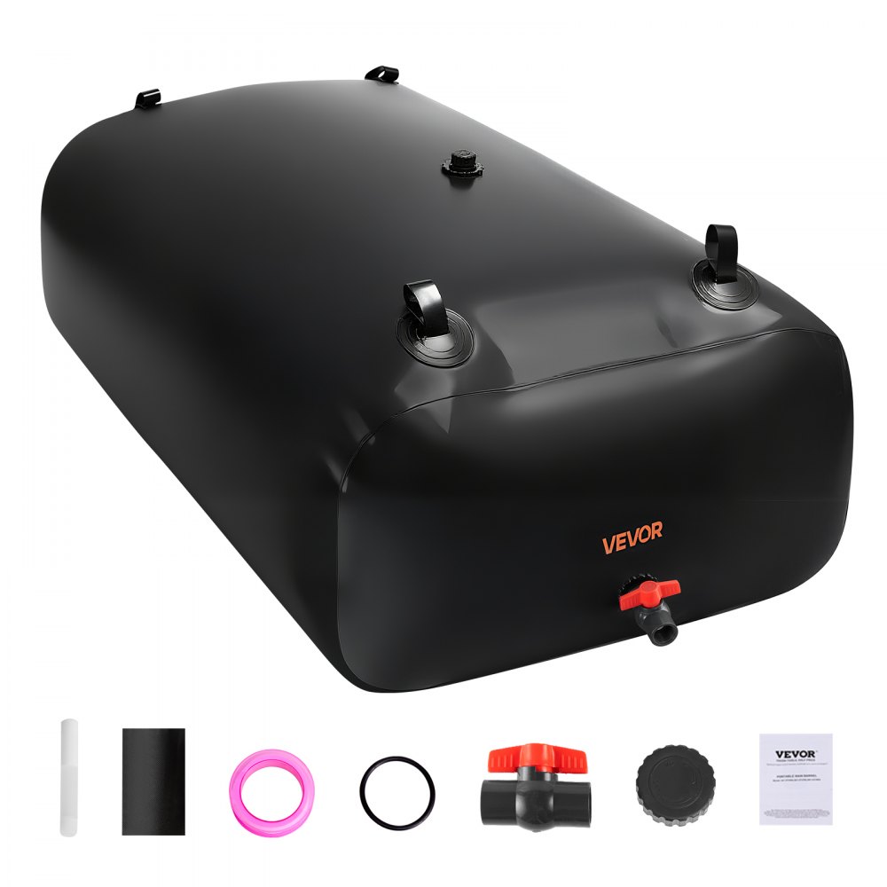 VEVOR Wasserblasen Aufbewahrungsbehälter, 540L Wassertank, 1000D PVC verdickter Wasserbeutel, 1,2mm Wassersack zusammenklappbar, für Gartenbewässerung, Camping, RV, Notfallgebrauch – Schwarz