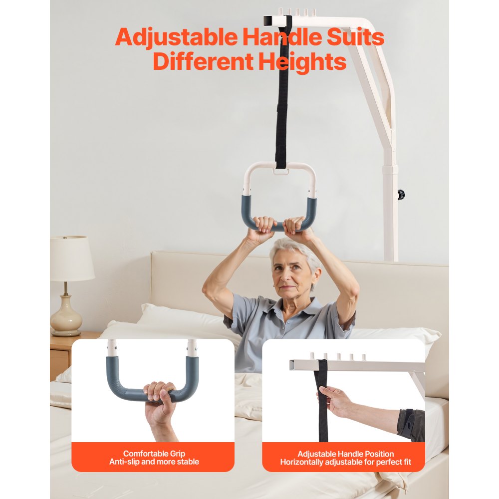 VEVOR Bettgalgen 990x900x1730 mm, höhenverstellbarer Krankenaufrichter, Bettaufrichter bis 136 kg, Aufstehhhilfe für ältere oder bettlägerige Menschen, für Krankenhaus, Pflegeheim & häusliche Pflege