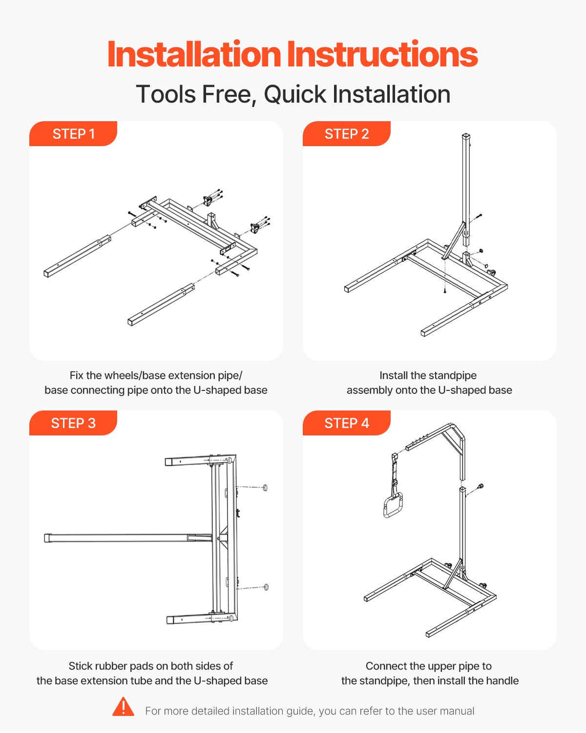VEVOR Bettgalgen 990x900x1730 mm, höhenverstellbarer Krankenaufrichter, Bettaufrichter bis 136 kg, Aufstehhhilfe für ältere oder bettlägerige Menschen, für Krankenhaus, Pflegeheim & häusliche Pflege