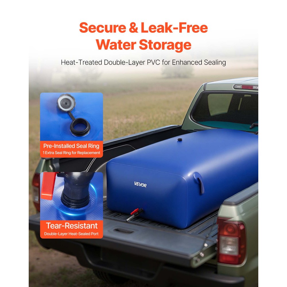 VEVOR Water Storage Bladder 1000L Large Capacity Water Bag, Portable & Collapsible Soft Waters Container, Leakproof & Tear-Resistant PVC Emergency Waters Storage Tank for RV Truck & Outdoor Use