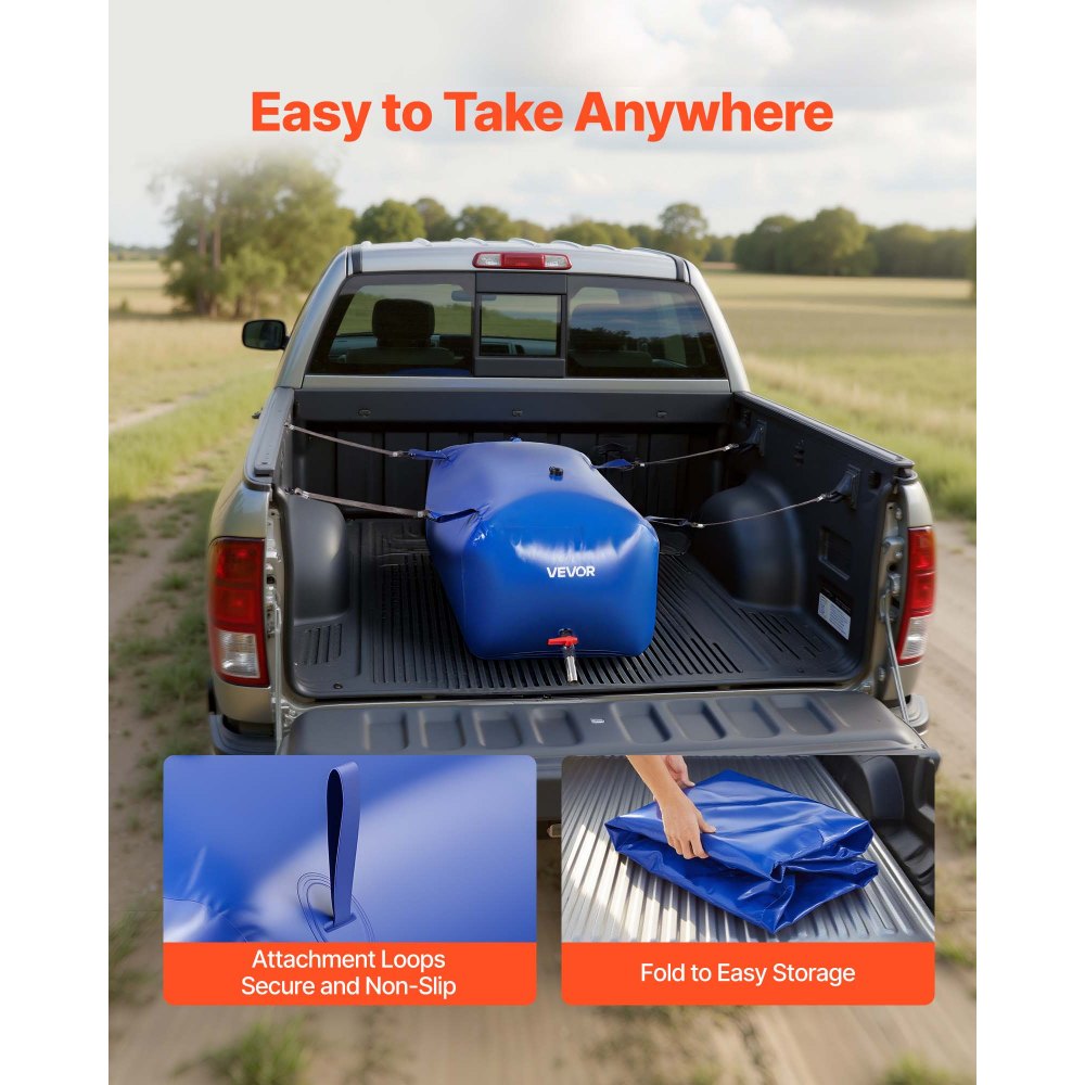 VEVOR Wasserspeicherblase, 240 L PVC-Weichwasserbeutel, Wasserspeicherbehälter, auslaufsicherer & verschleißfester Wohnmobil-Wassertank für die Bewässerung im Outdoor, Camping