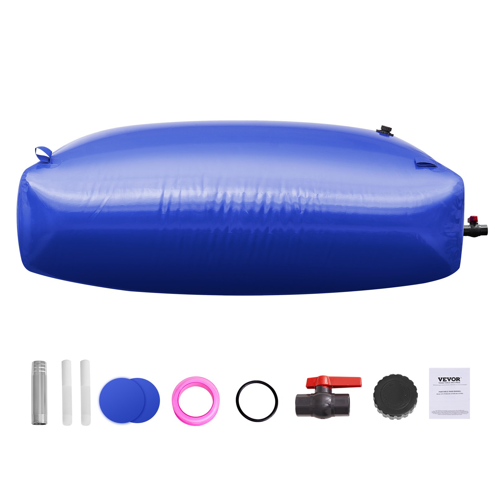 VEVOR 1000L/264 Gallon Water Storage Bladder, RV Water Tank, 1000D Blue PVC, Collapsible Water Storage Container, Large Capacity, Soft Water Bag, Portable Water Bladder, Fireproof, Camping