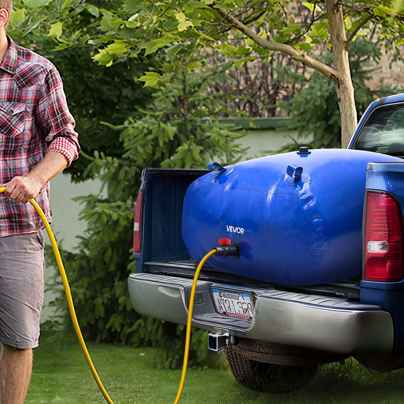 VEVOR Wasserblasen Aufbewahrungsbehälter, 330L Wassertank, 1000D PVC verdickter Wasserbeutel, 0,9mm Wassersack zusammenklappbar, für Gartenbewässerung, Camping, Wohnmobile, Notfallgebrauch –Blau