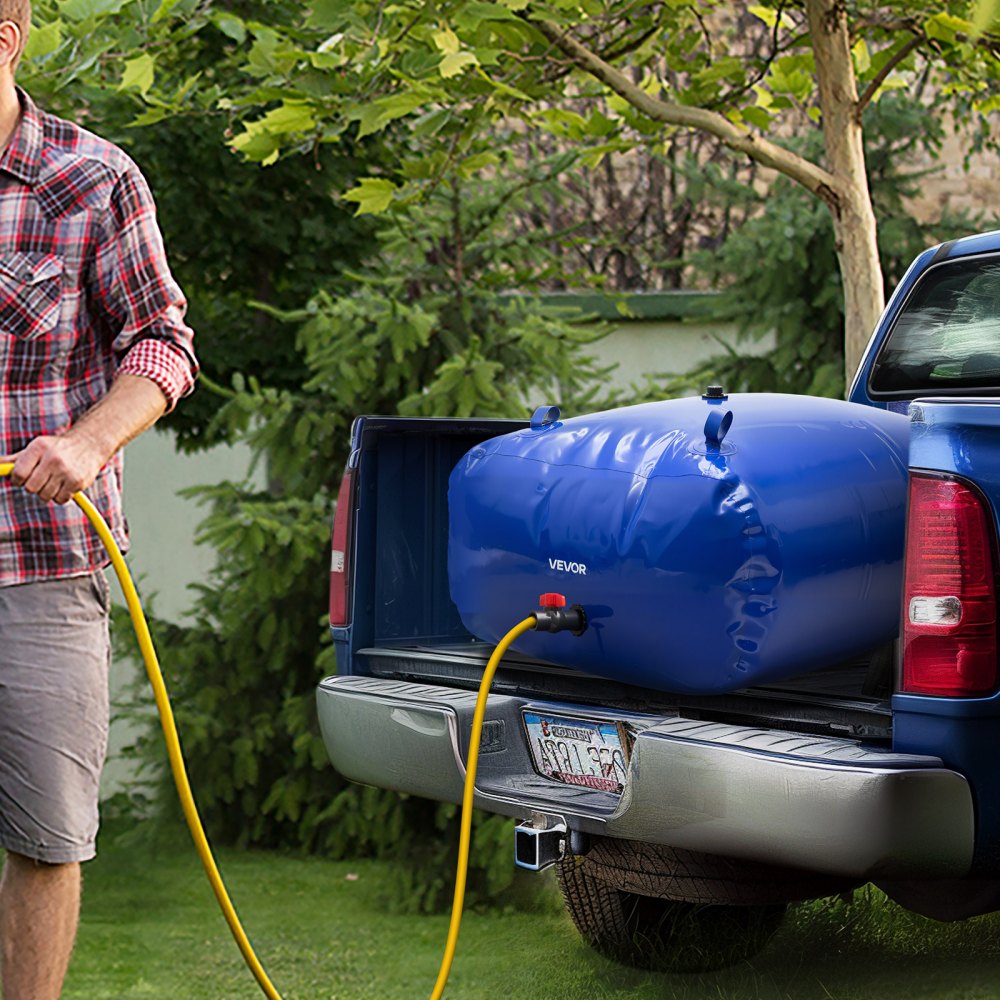 VEVOR Wasserblasen Aufbewahrungsbehälter, 540L Wassertank, 1000D PVC verdickter Wasserbeutel, 0,9mm Wassersack zusammenklappbar, für Gartenbewässerung, Camping, Wohnmobile, Notfallgebrauch –Blau