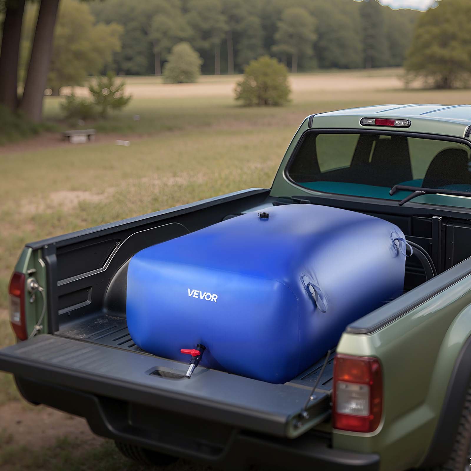 VEVOR Water Storage Bladder, 540L Portable & Collapsible Water Storage Bag, Wear-Resistant 1000D PVC Soft Waters Bag, Leakproof Camping Tank Containers for Garden Irrigation RV Emergency Use, Blue