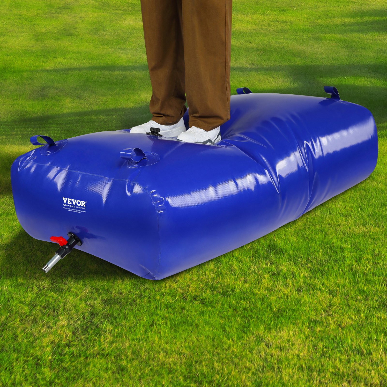 VEVOR 540L/142.7 Gallon Water Storage Bladder, RV Water Tank, 1000D Blue PVC, Collapsible Water Storage Container, Large Capacity Soft Water Bag, Portable Water Tank, Fireproof, Camping