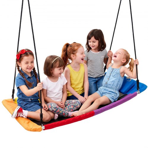 VEVOR Nestschaukel 149x77 cm Tellerschaukel Familienschaukel 317 kg Bunt, für Outdoor & Indoor, Schaukelsitz aus 900D Oxford-Gewebe mit 2 Aufhängegurten, Verstellbaren Seilen & Abgerundeten Kanten