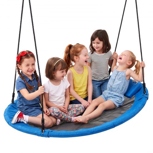VEVOR Nestschaukel ⌀149 cm Tellerschaukel Familienschaukel 317 kg Blau, Schaukel für Outdoor & Indoor, 360° Drehbar, Schaukelsitz aus 900D Oxford-Gewebe mit 2 Aufhängegurten & Verstellbaren Seilen