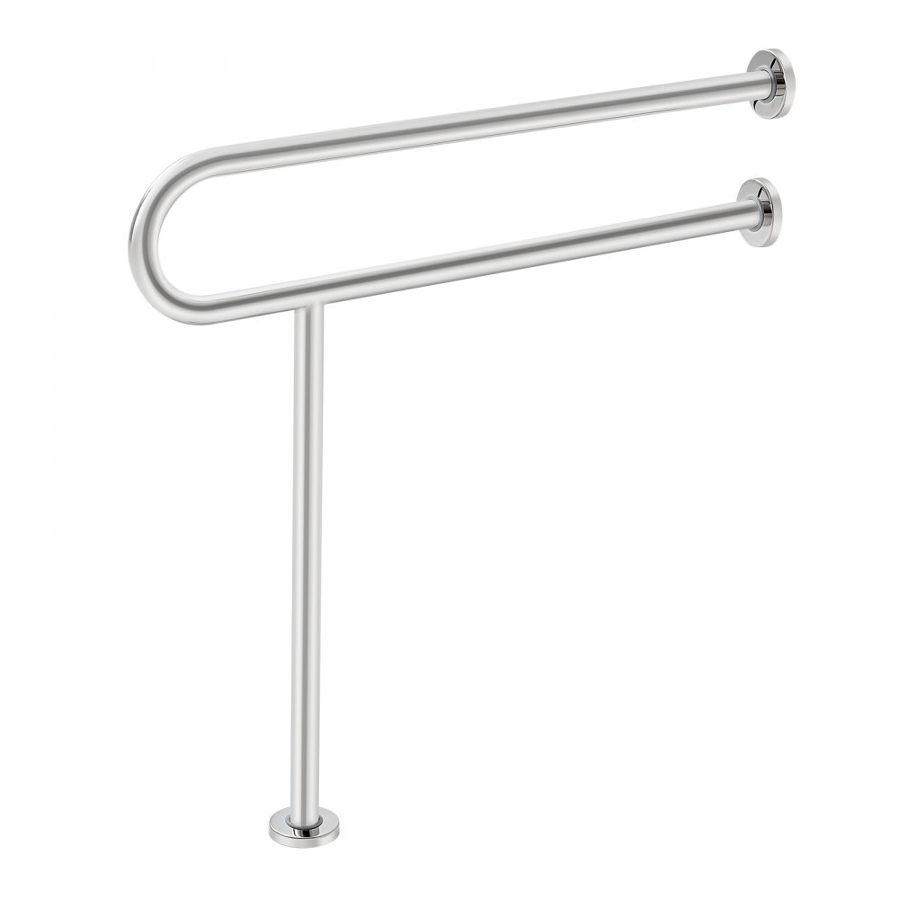 VEVOR Toilet Stand-Up Aid, 780x76x800 mm, Wall-Mounted Support Grab Bar for the Disabled, Stainless Steel 304 Handicap Grab Bar, with Anti-Slip Grip, Safety Handrail with Support Leg & Load Capacity 136 kg