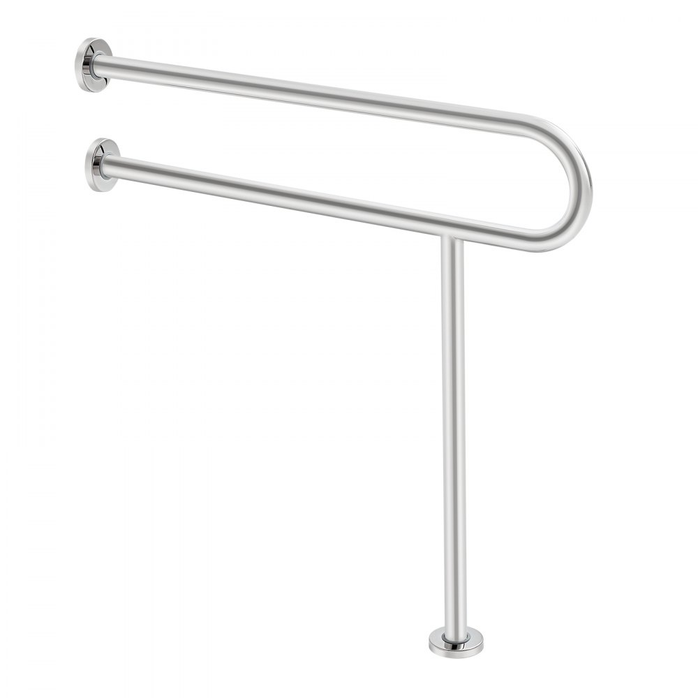 VEVOR Toilet Stand-Up Aid, 780x76x800 mm, Wall-Mounted Support Grab Bar for the Disabled, Stainless Steel 304 Handicap Grab Bar, with Anti-Slip Grip, Safety Handrail with Support Leg & Load Capacity 136 kg