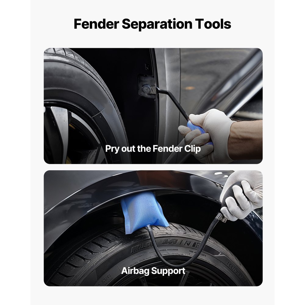 VEVOR Dellenzieher zur Dellenentfernung, für die Reparatur von Autokotflügelschäden mit gebogener Stange Brechstange Gummihammer Airbag abnehmbaren Reparaturstiften Werkzeugset mit Ersatzköpfen